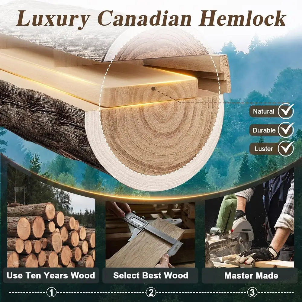 Indoor Hemlock Wood Sauna with Backrest, 1062W, 110V, Low EMF, Integrated Speakers, Reading Lamp