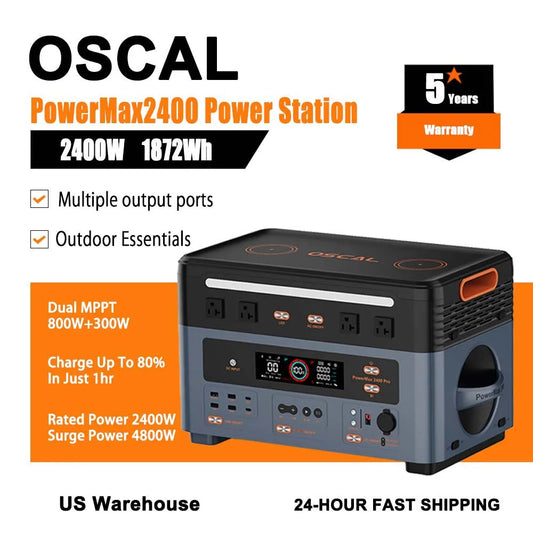 1872WH Cap. PowerMax2400 Home Generator 2400W APP Control UPS Wireless Charging Single Power Supply