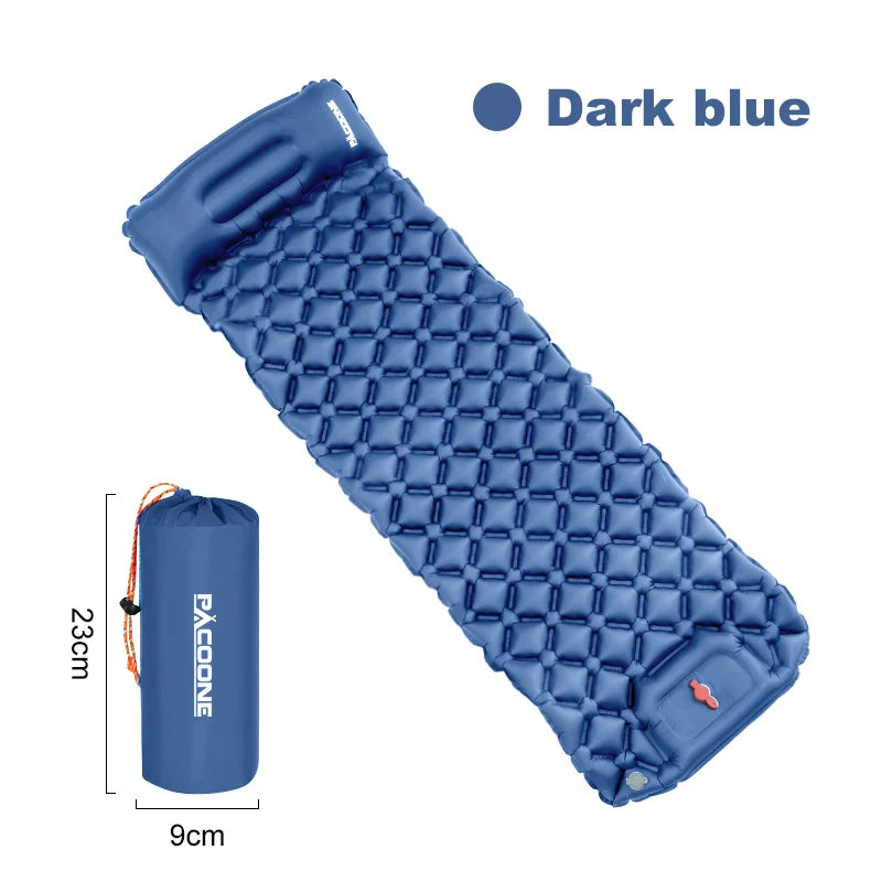 PACOONE Camping Inflatable Mattress Built-in Pump Ultralight Air Cushion Travel Mat With Headrest