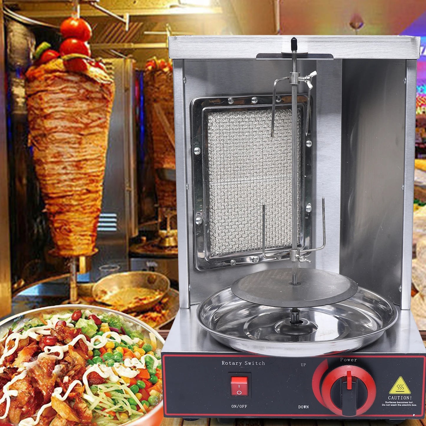 Gas Vertical Broiler Shawarma Machine, Spinning Doner Kebab Gyro Grill Machine