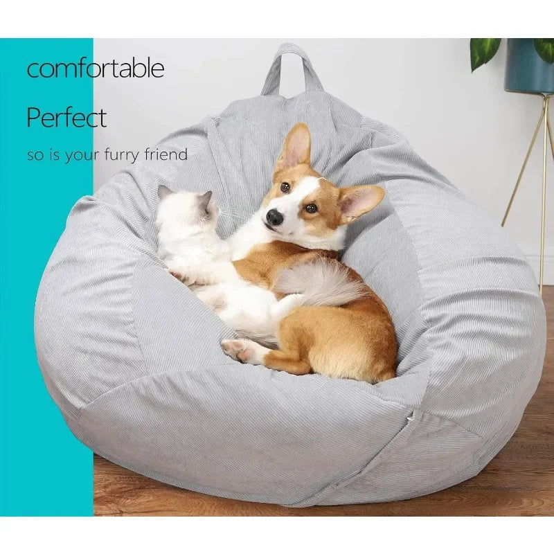 Bean Bag Chair 3Ft Premium Corduroy Ultra Soft Medium Bean Bag Sofa with Memory Foam