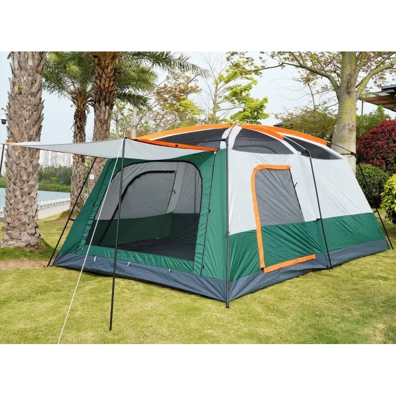 KTT Extra Large Tent 10-12-14 Person(Style-B),Family Cabin Tents,2 Rooms,3 Doors and 3 Windows