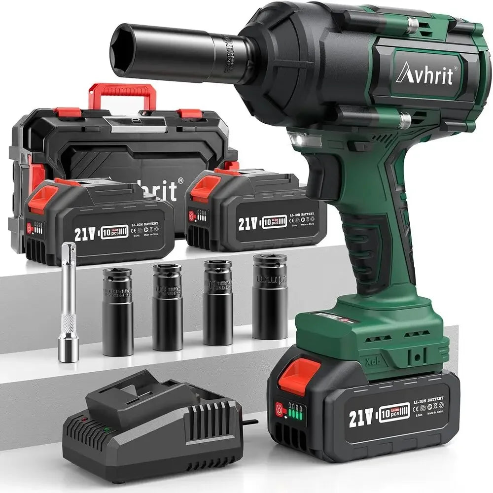 AVHRIT 1/2" Cordless Brushless Impact Wrench 1000Nm(738Ft-lbs) w/ 2x5.0Ah for Makita Power Tool Kit