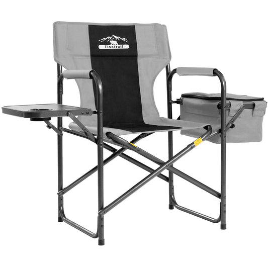 Tisetrail Director Camping Chair with Cooler Bag Camping Directors Chair with Foldable Side Tray