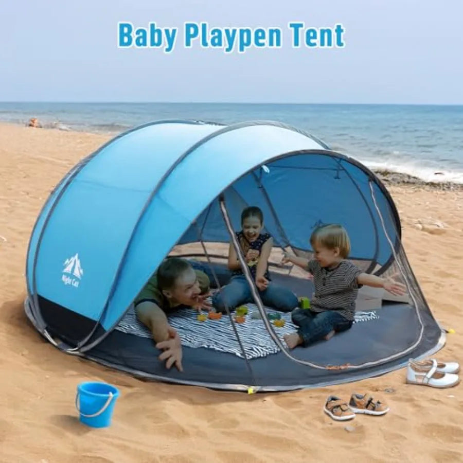 Pop-up Beach Tent: Large Sun Shade Shelter for 2-4 Persons Picnic Sport Activities
