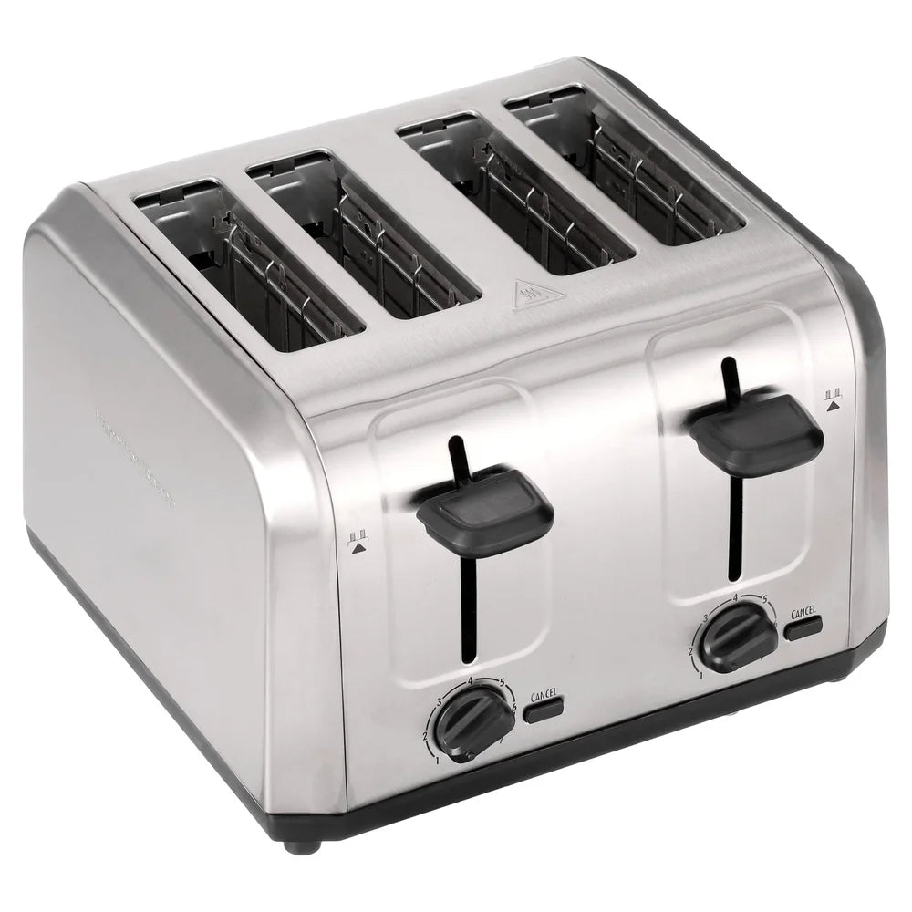 Brushed Stainless Steel 4 Slice Toaster Extra Wide Slots Toast Boost Auto Shutoff Crumb Tray