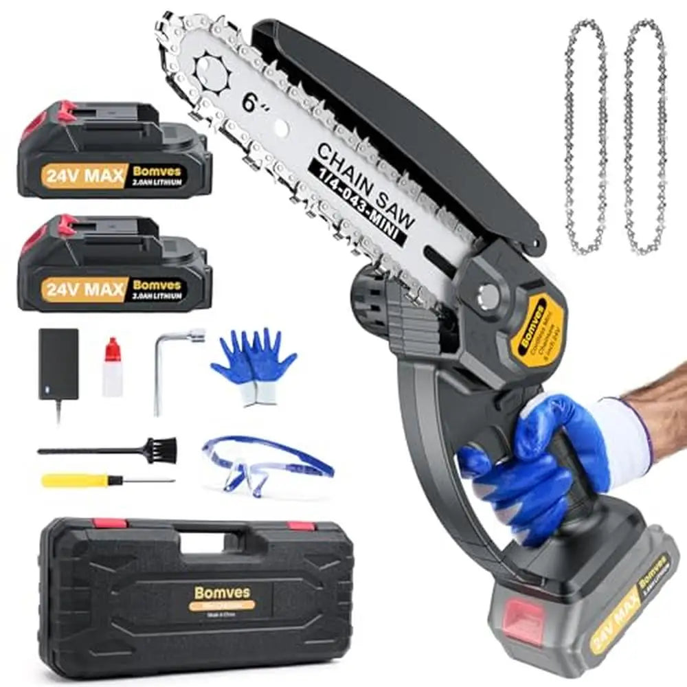 X-ECSTASY 6-Inch Battery Powered Chainsaw Kit w/Safety Features & Rechargeable Batteries