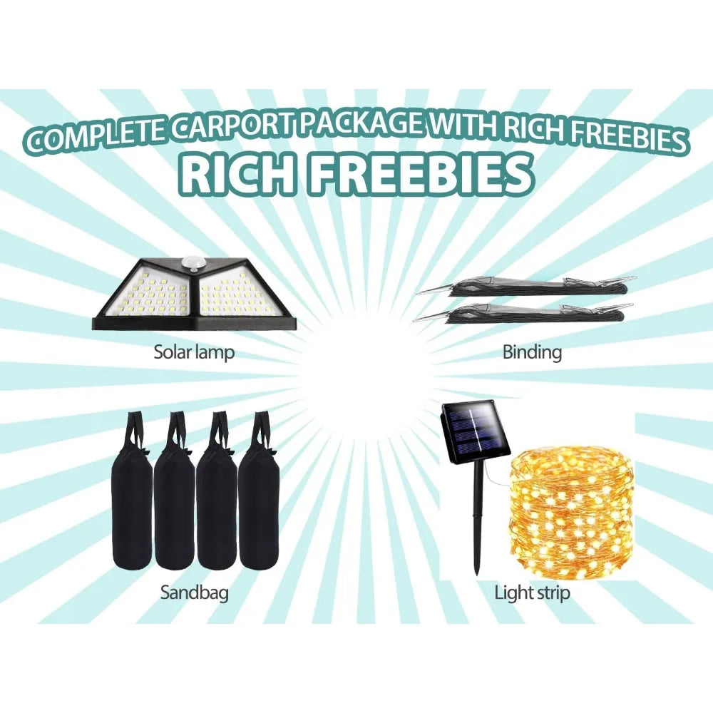 Carports 12X20 Heavy Duty，Car Ports with 180G Removable Side Walls, Carport Canopy, Portable Garage