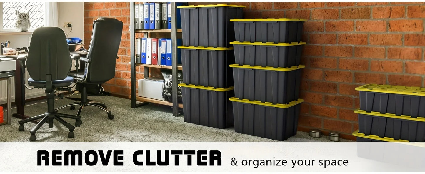 4pcs 17 Gallon Plastic Storage Bin Tote Organizing Container with Ultra Durable Secure Latching Lids