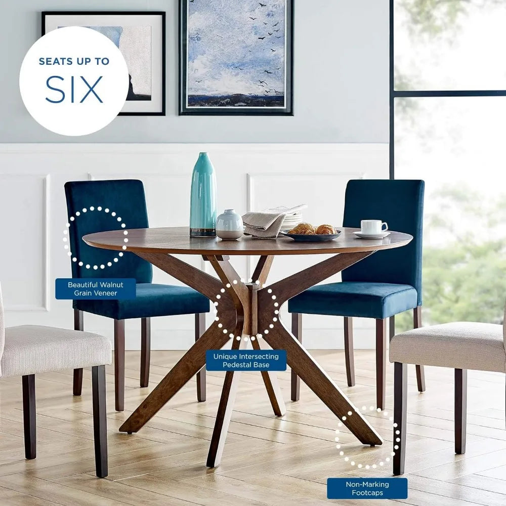 Crossroads 47" Round Wood Dining Table, Walnut