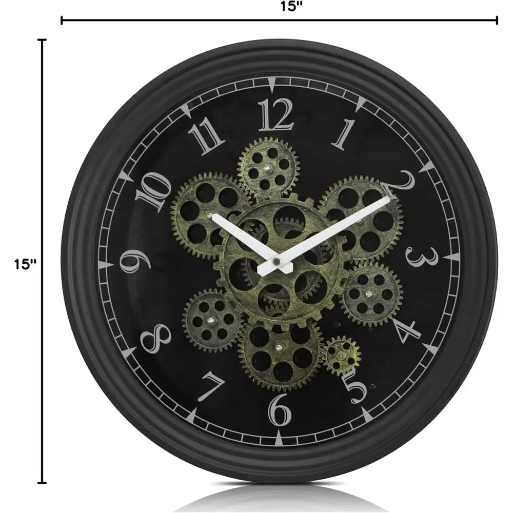 Vintage 15 Steampunk Metal Gear Wall Clock - Rustic Industrial Style