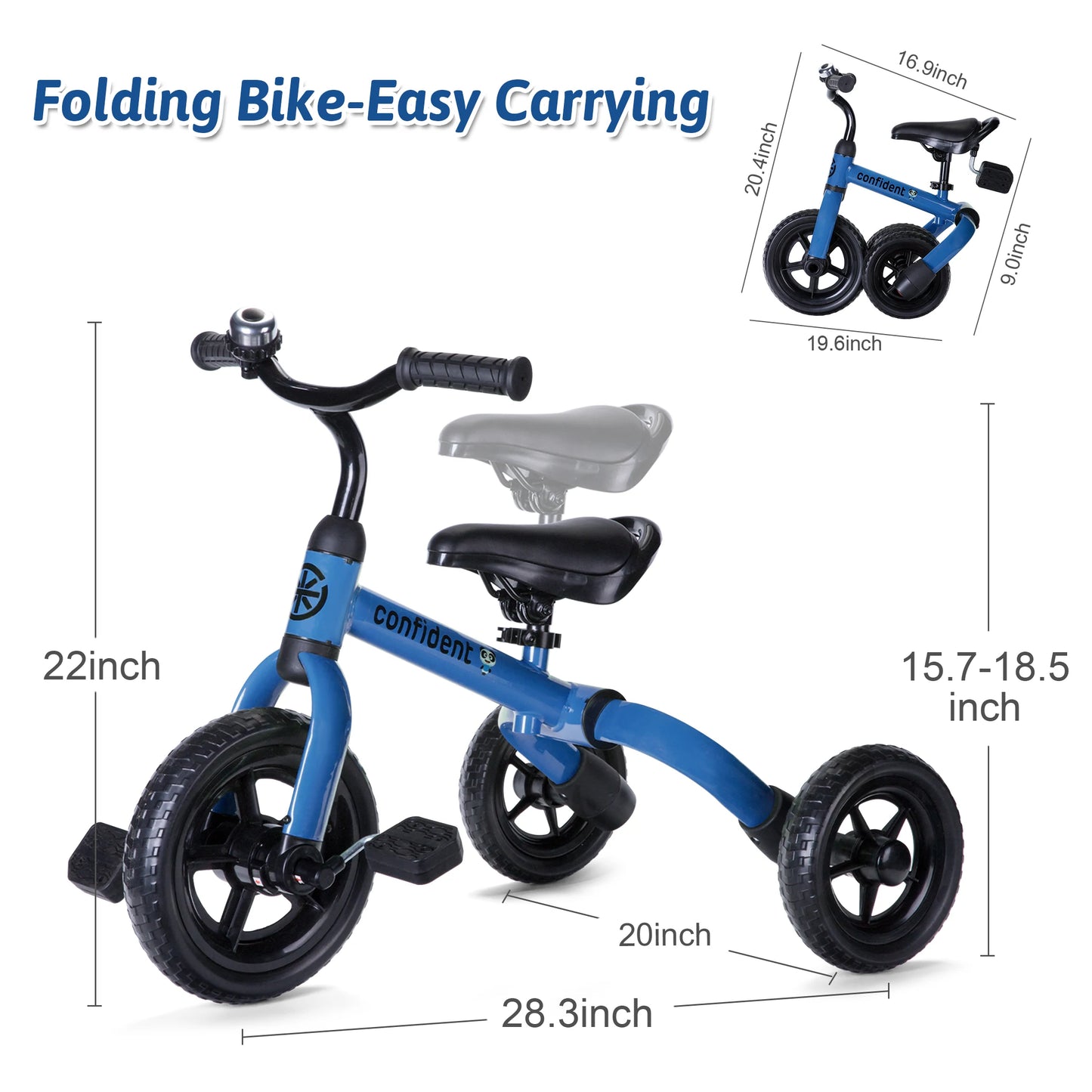 Toddlers Tricycle for 2/3/4/5 Years Old Boy&Girl with Detachable Pedal And Training Wheel Baby Gift