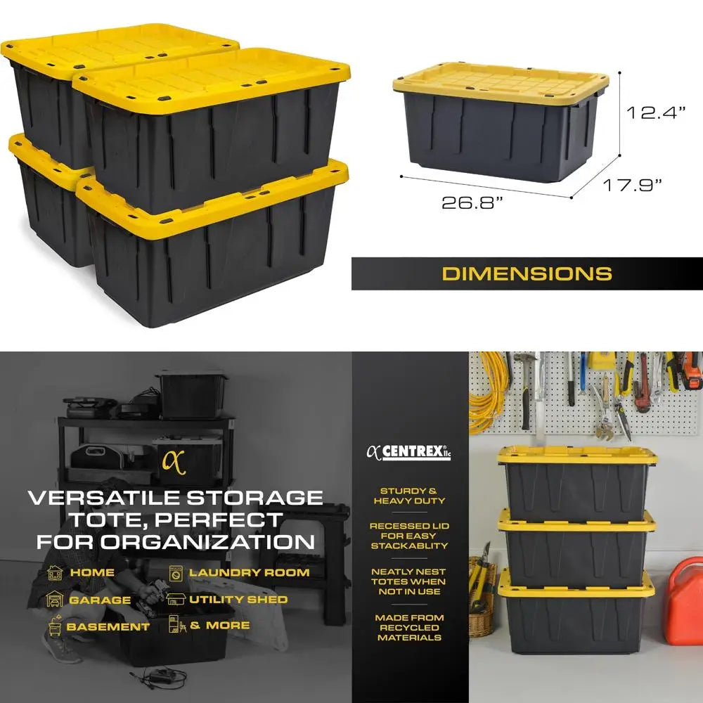 Heavy-Duty 17 Gallon Storage Container with Snap-Tight Lid, Weather-Resistant, 12.5H x 18W x 26.9D