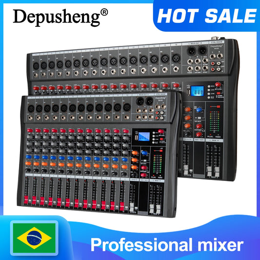 Audio Mixer 6/8/12 Channels Professional DJ mixer LR microphone/line input, AUX,FX processor MP3