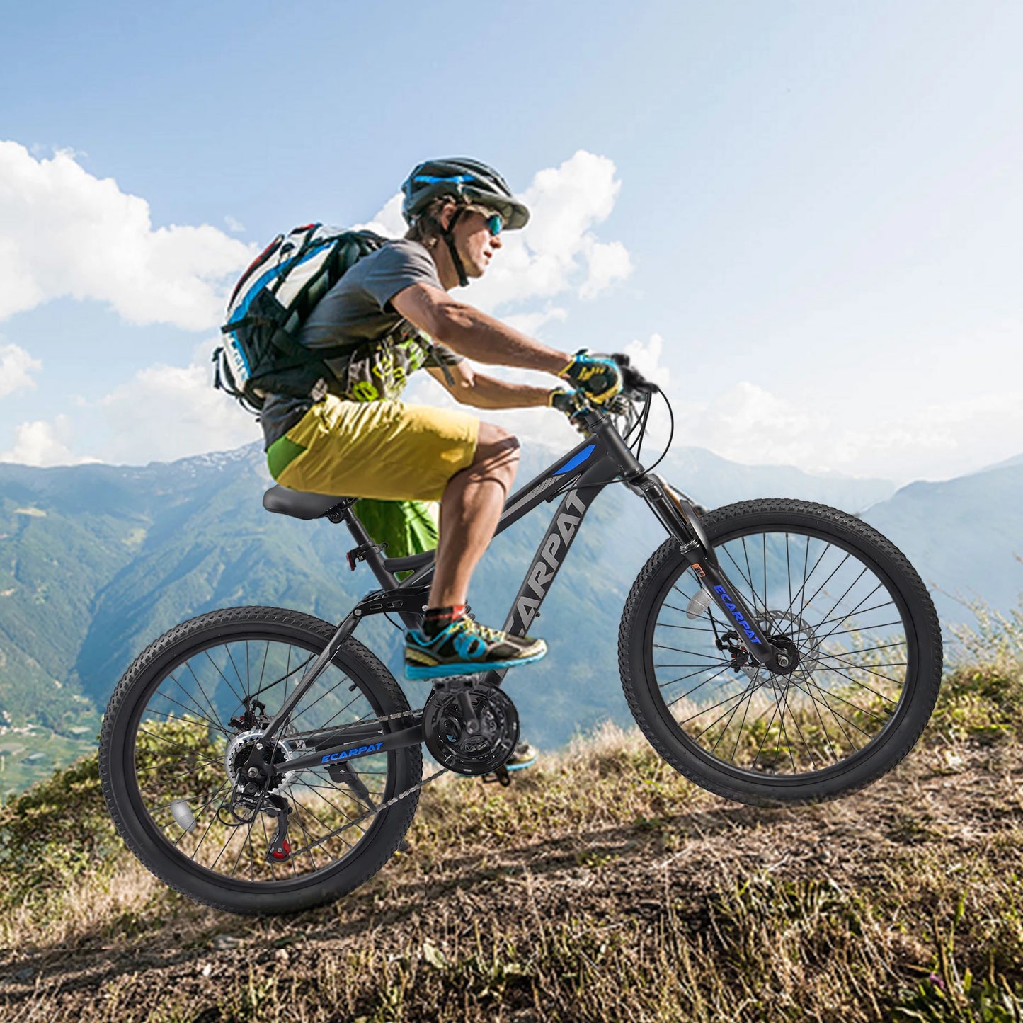 Ecarpat Dual Full Suspension Mountain Bike 24/26/27.5 Inch, 21-Speed Disc Bicycles