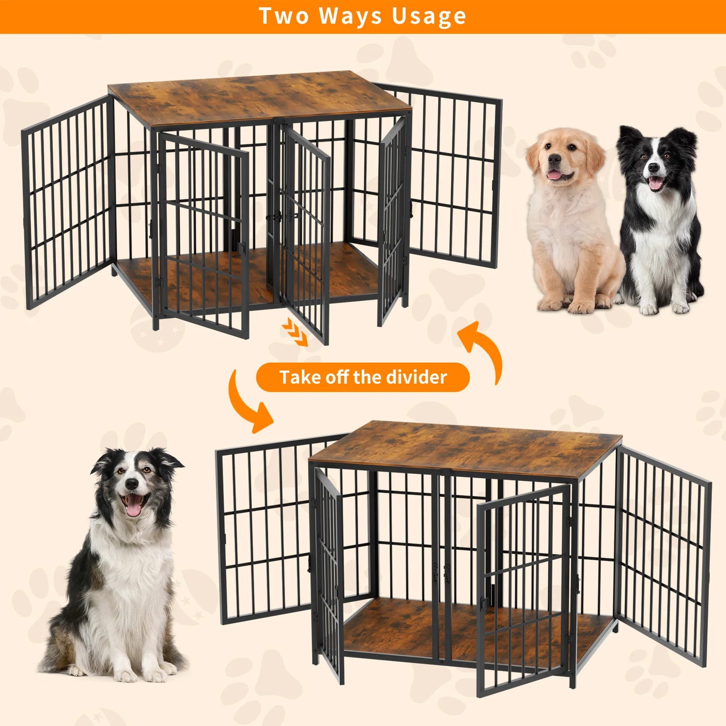 Dog Crate Furniture Heavy Duty , End Side Table, Wooden Dog House for Small Medium Large Dog