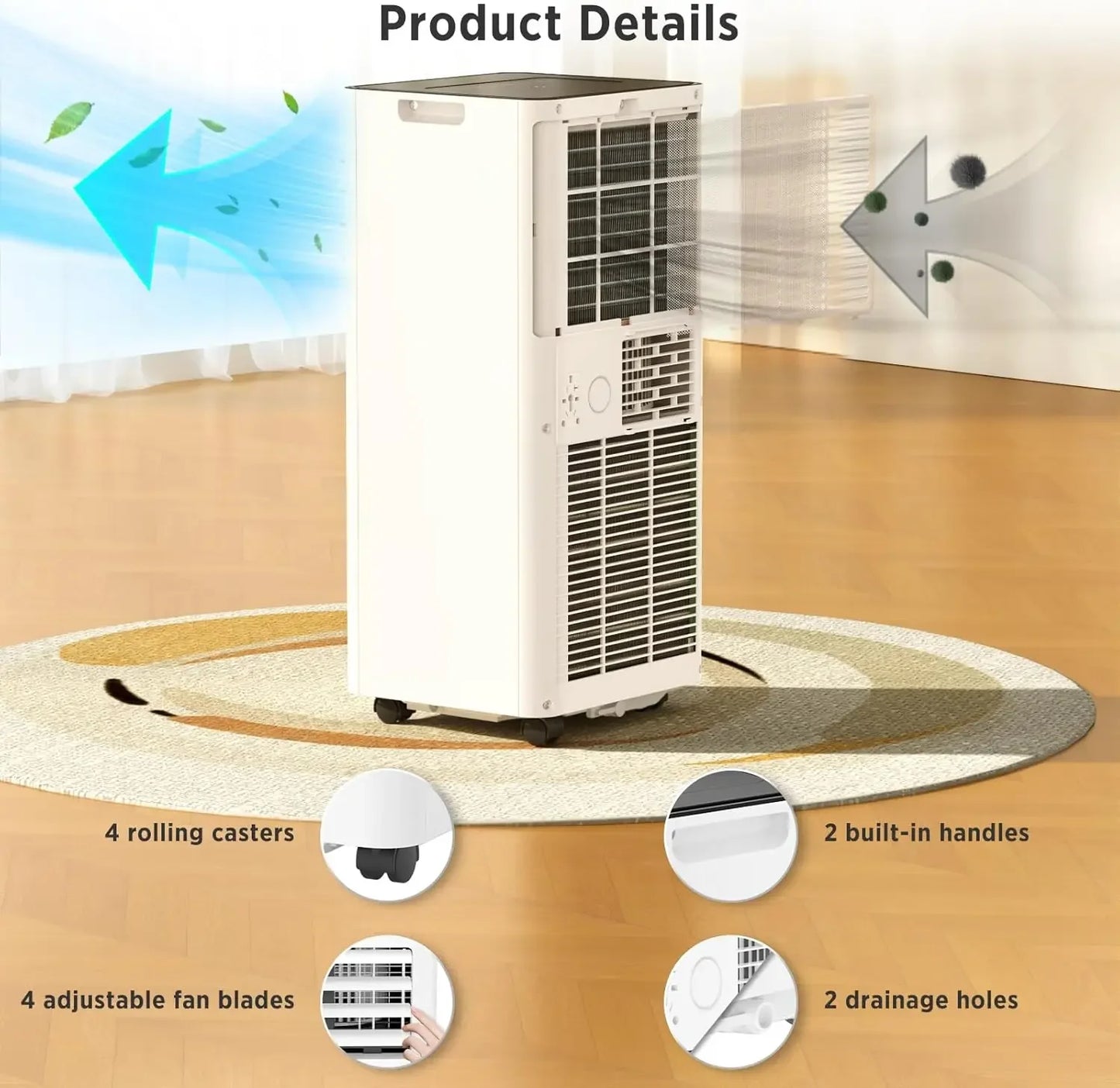 BTU Portable Air Conditioners Cool Up to 450 Sq.Ft,/ AC Unit w/Remote Control/LED Display/24Hrs