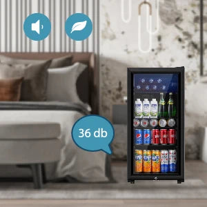 3.2 Cu.ft Mini Fridge with Double Glass Door, Cooler for Soda, Beer or Wine for Home, Office, Adjustable Removable Shelves