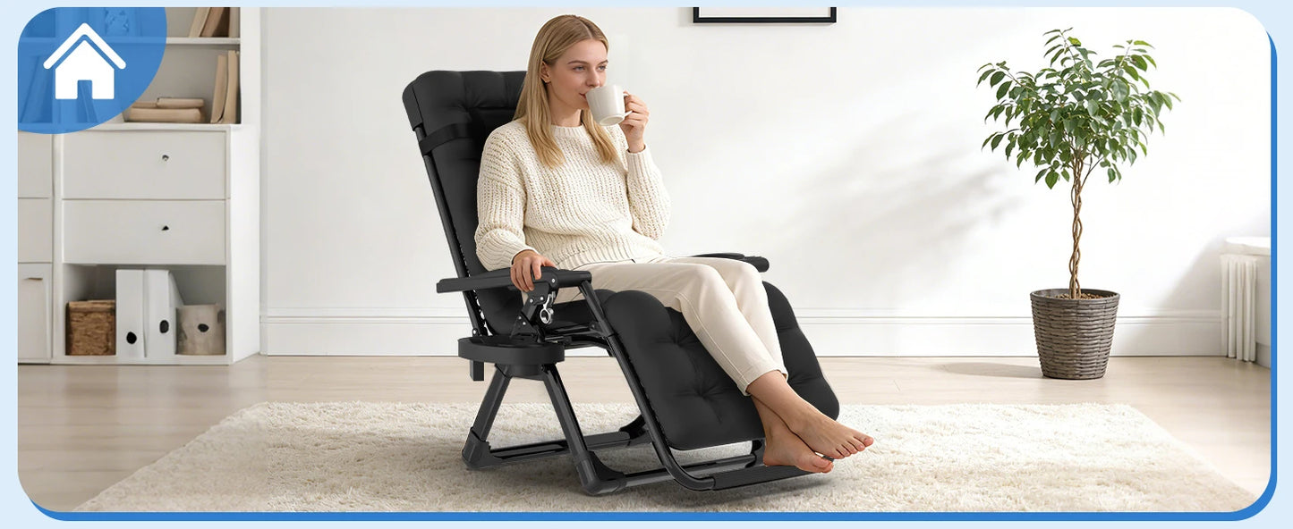 3-in-1 Zero Gravity Folding Lounge Chair, Heavy Duty Steel Frame 500LBS Weight Capacity