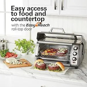 Beach Toaster Oven Air Fryer Combo w/Large Capacity, 6 Slices or 12” Pizza, 4 Functions+Convection