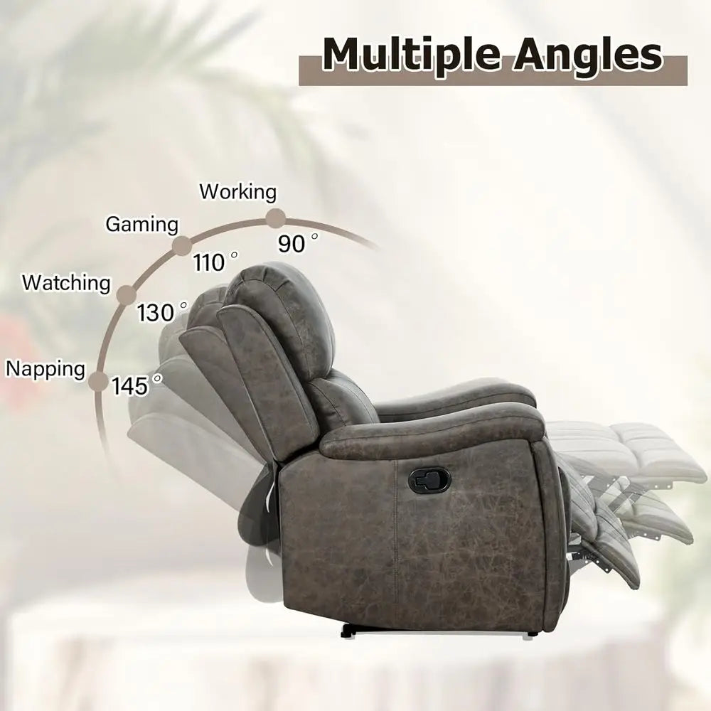 Leather Recliner Chair, Classic and Traditional Manual Recliner Chair with Overstuffed Arms and Back