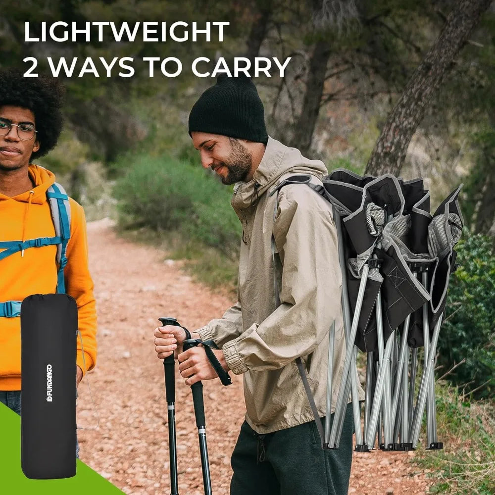 Oversized Double Camping Chair, 660lbs Heavy Duty 2 Person Folding Padded Loveseat