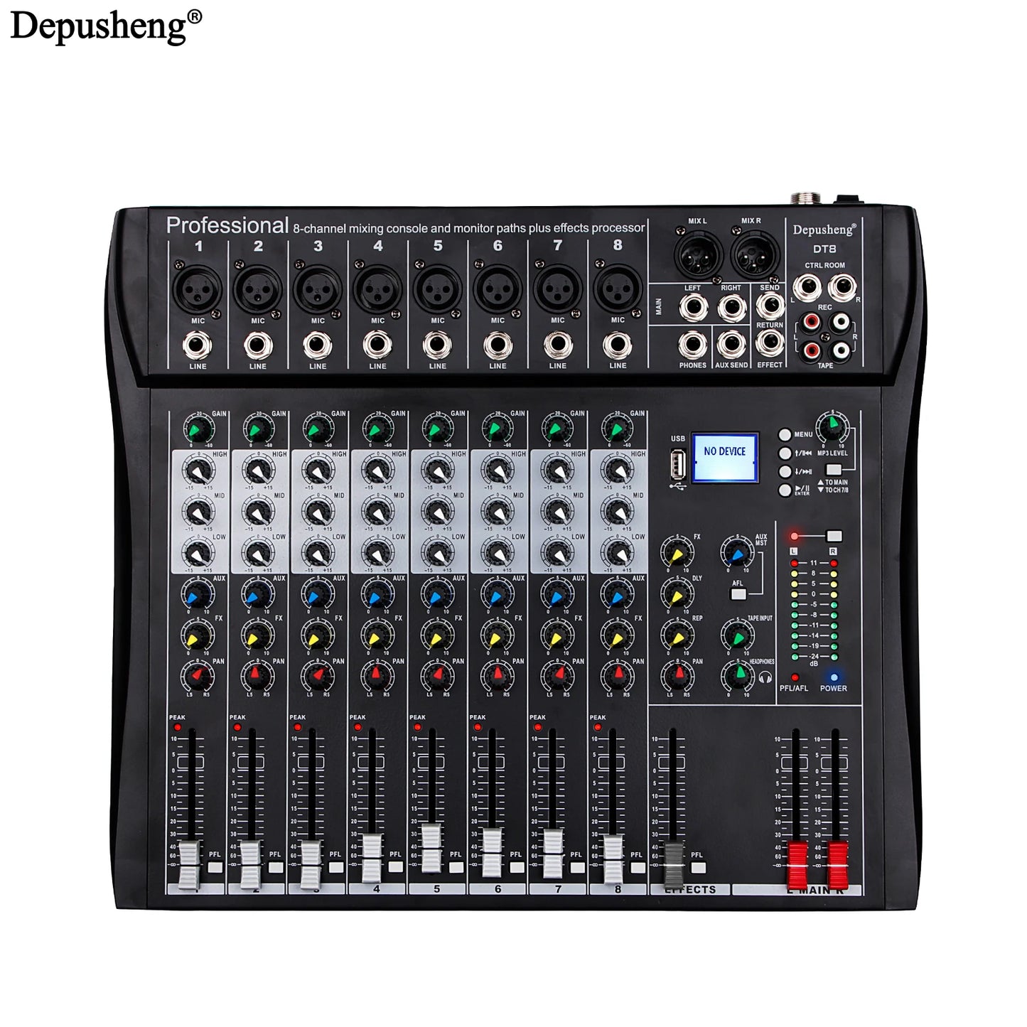Audio Mixer 6/8/12 Channels Professional DJ mixer LR microphone/line input, AUX,FX processor MP3