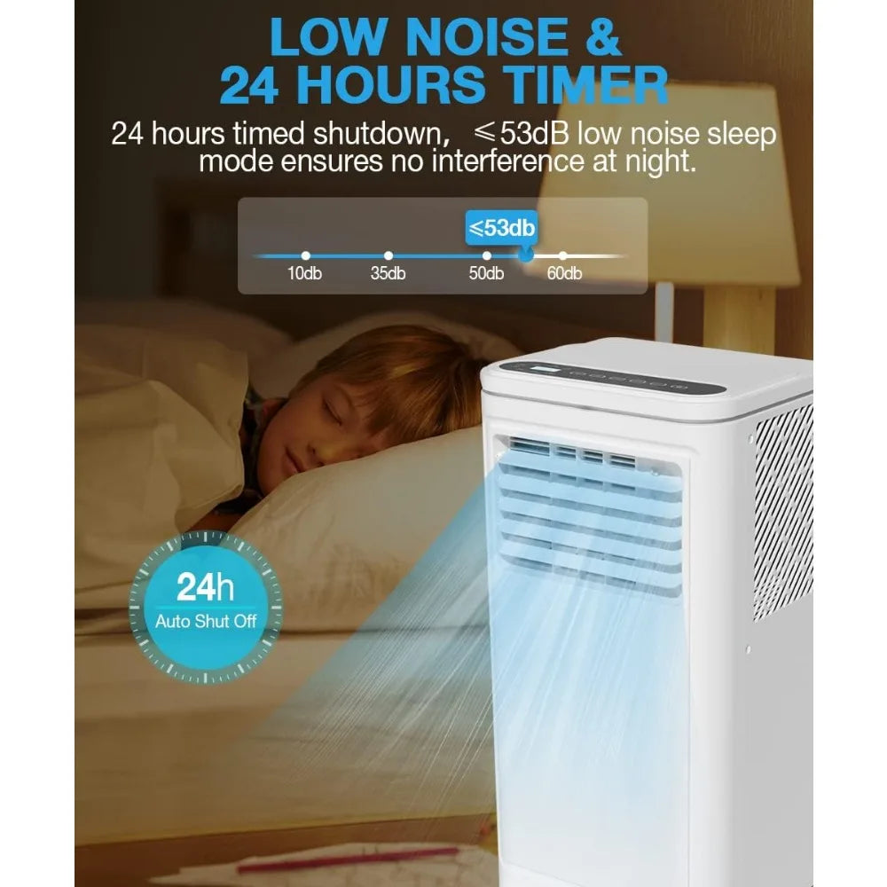 10000 BTU Portable Air Conditioner,Portable AC with Dehumidifier & Fan, 2 Fan Speeds, 24H Timer