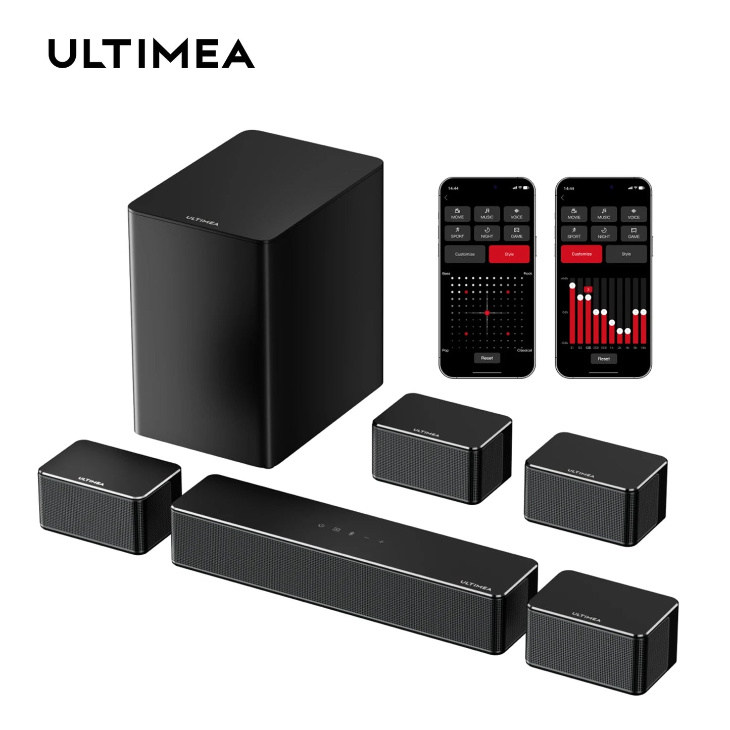 ULTIMEA 7.1 Surround Soundbar, 3D Virtual Surround Sound System w/Subwoofer,2 Speakers, Home Theater