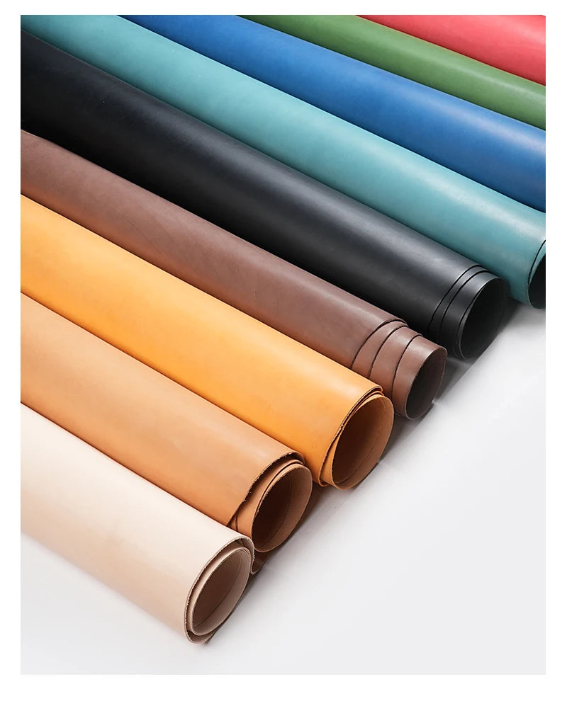 WUTA Full Grain Drum Dyed Vegetable Tanned Cowhide Skin Pre-cut Vachetta Leather Genuine Leather