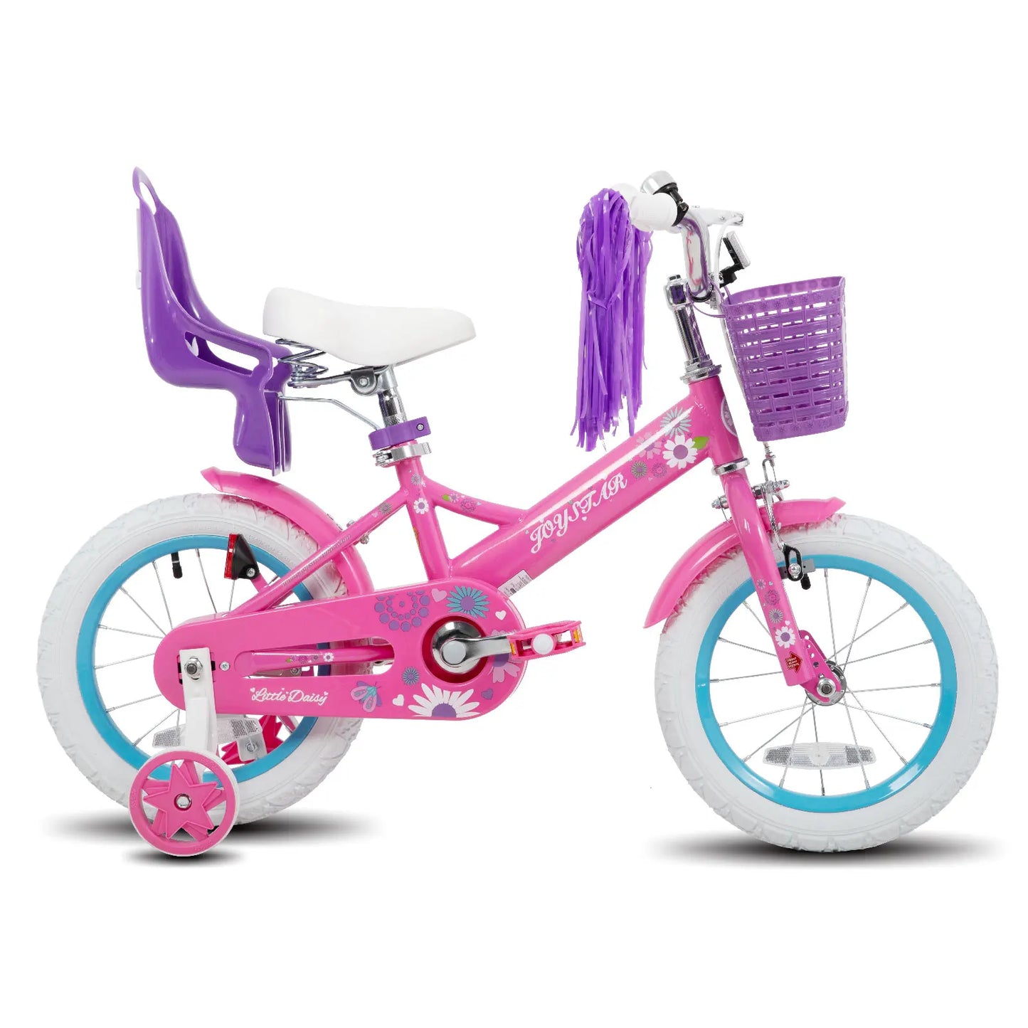 JOYSTAR Kids Bike 2-7 Years, 12 14 16" Girls Bike w/Doll seat, Boys Bike w/ Flag & Plate