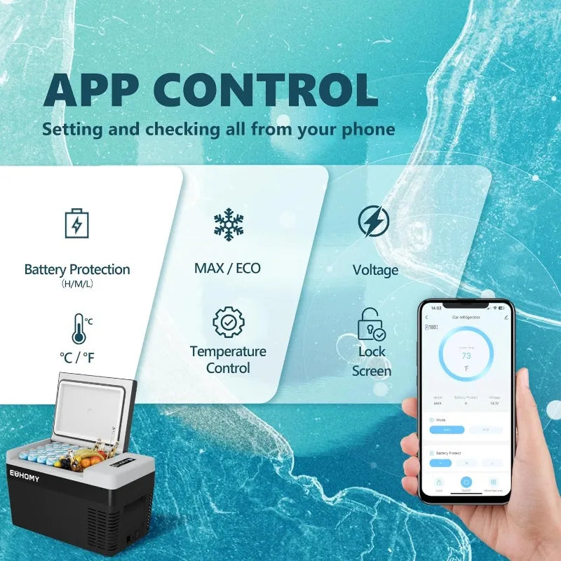 EUHOMY 12 Volt Refrigerator, 26QT(25L) Compressor Electric Cooler APP Control, Car Fridge -4℉~68℉