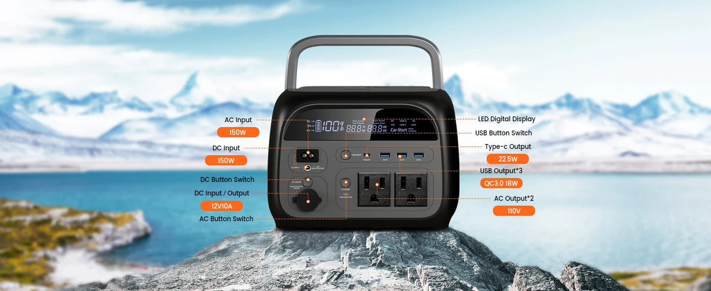 CTOLITY AP400 500W Portable Power Station 345.6Wh LiFePo4 Battery 100W 200W Solar Panel