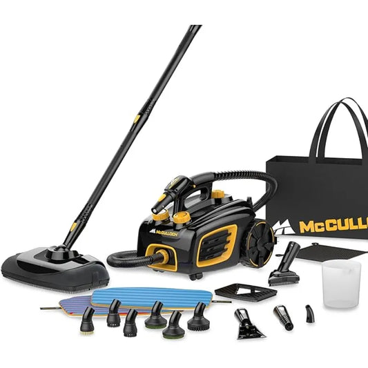 McCulloch MC1375 Canister Steam Cleaner w/20 Accessories, Extra-Long Power Cord, Chemical-Free