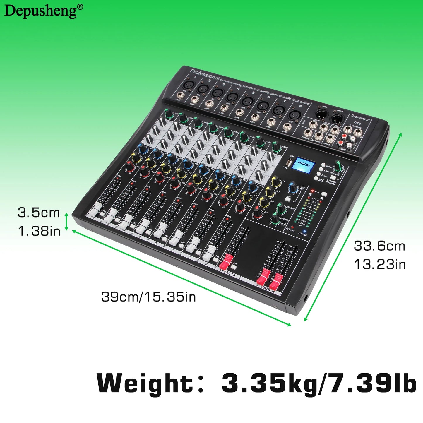 Audio Mixer 6/8/12 Channels Professional DJ mixer LR microphone/line input, AUX,FX processor MP3