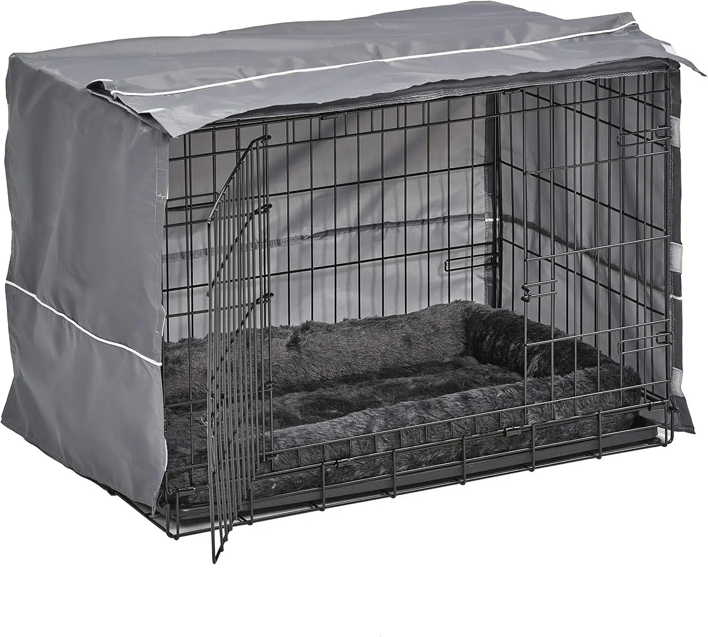 Includes One Two-Door Matching Gray Bed & Crate Cover, 30-Inch Kit Ideal for Medium Dog Breeds