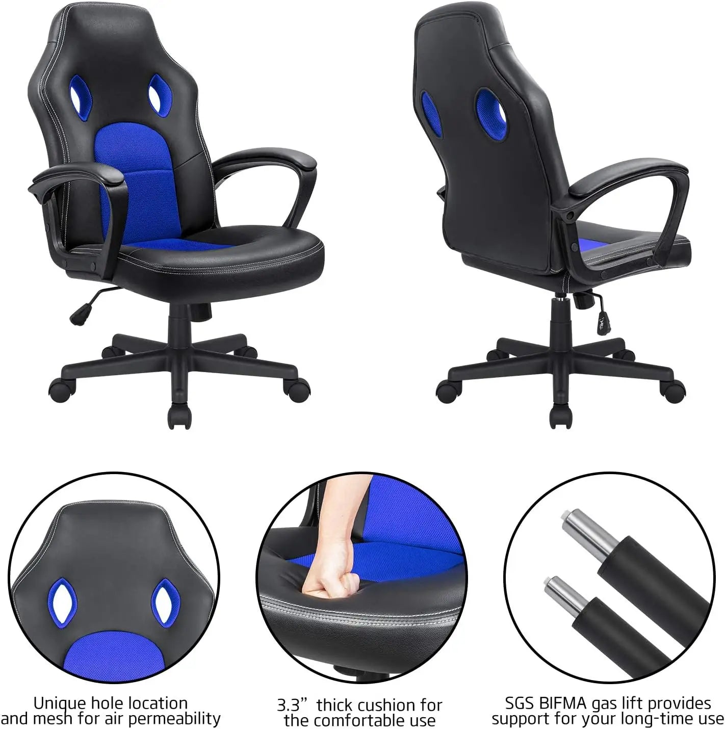 Office Gaming Chair High Back Leather Computer Chairs Ergonomic Height Adjustable Racing Game