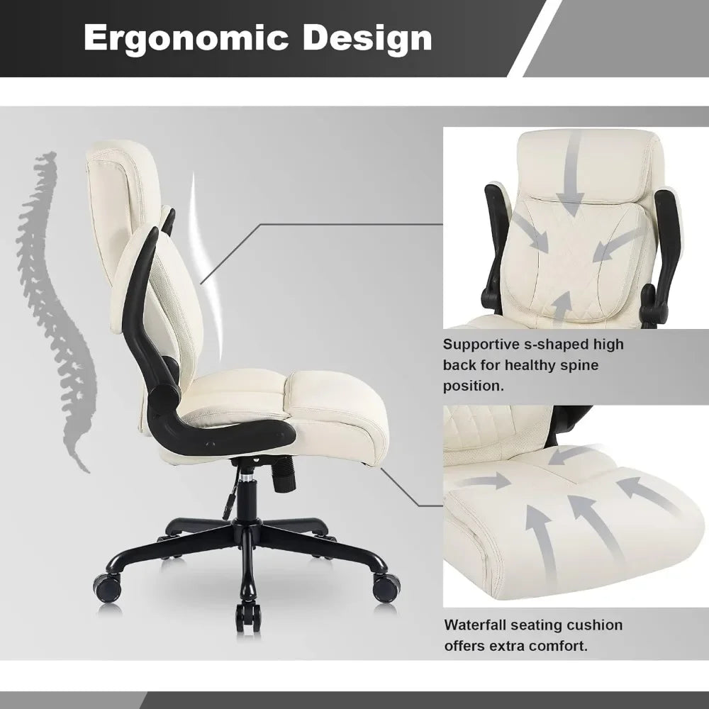 Executive Office Chair, Ergonomic Home Office Desk Chairs, PU Leather Computer Chair