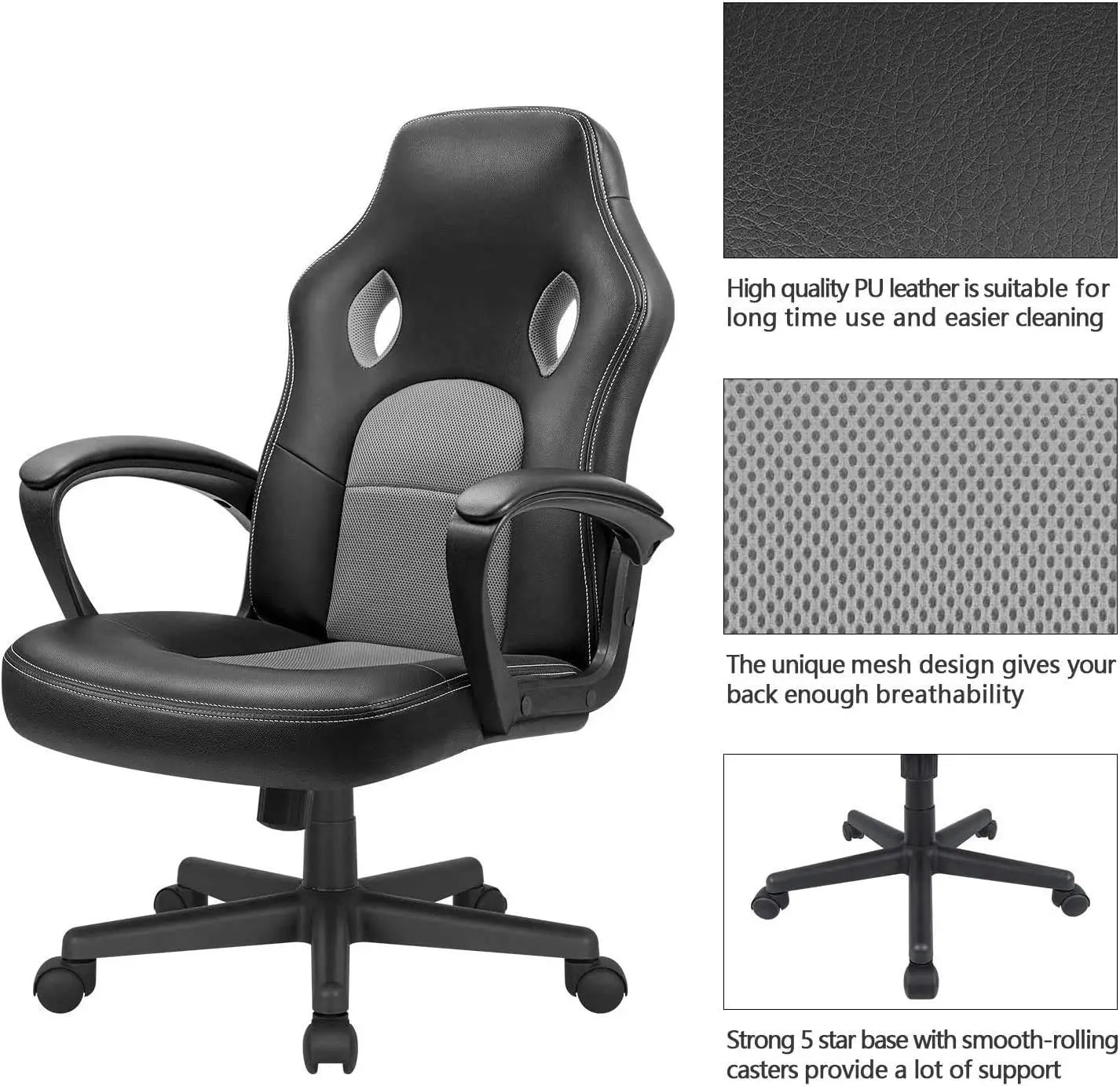 Office Gaming Chair High Back Leather Computer Chairs Ergonomic Height Adjustable Racing Game