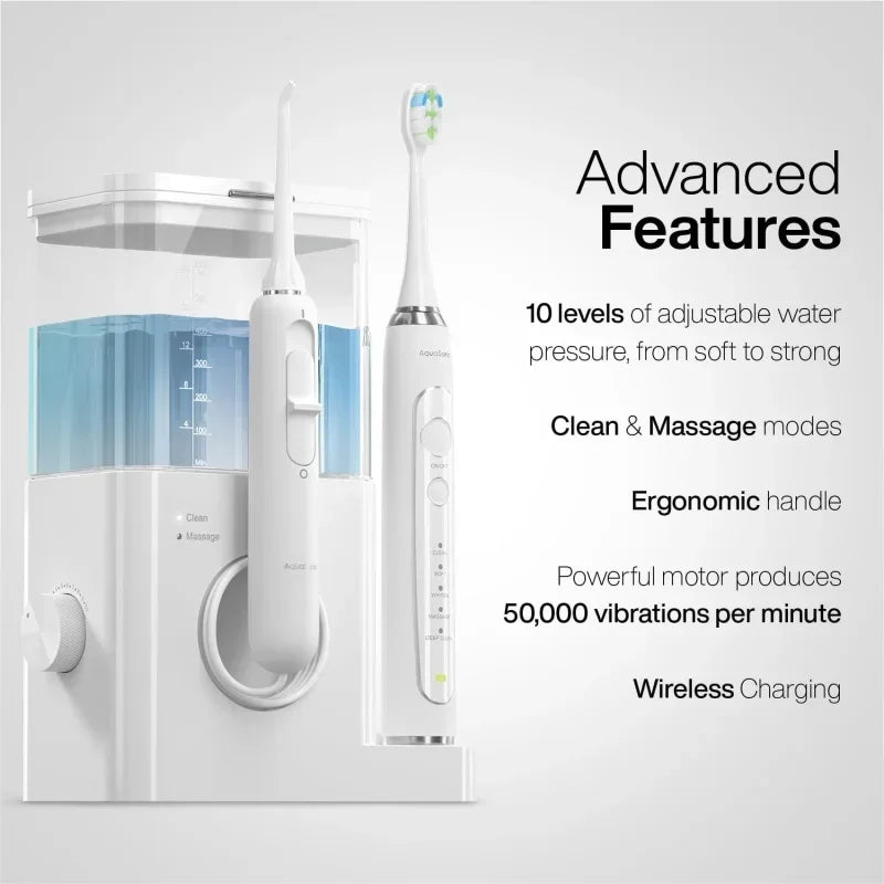 QWAquaSonic Home Dental Center PRO  Brush & Floss – Power Toothbrush & Water Flosser