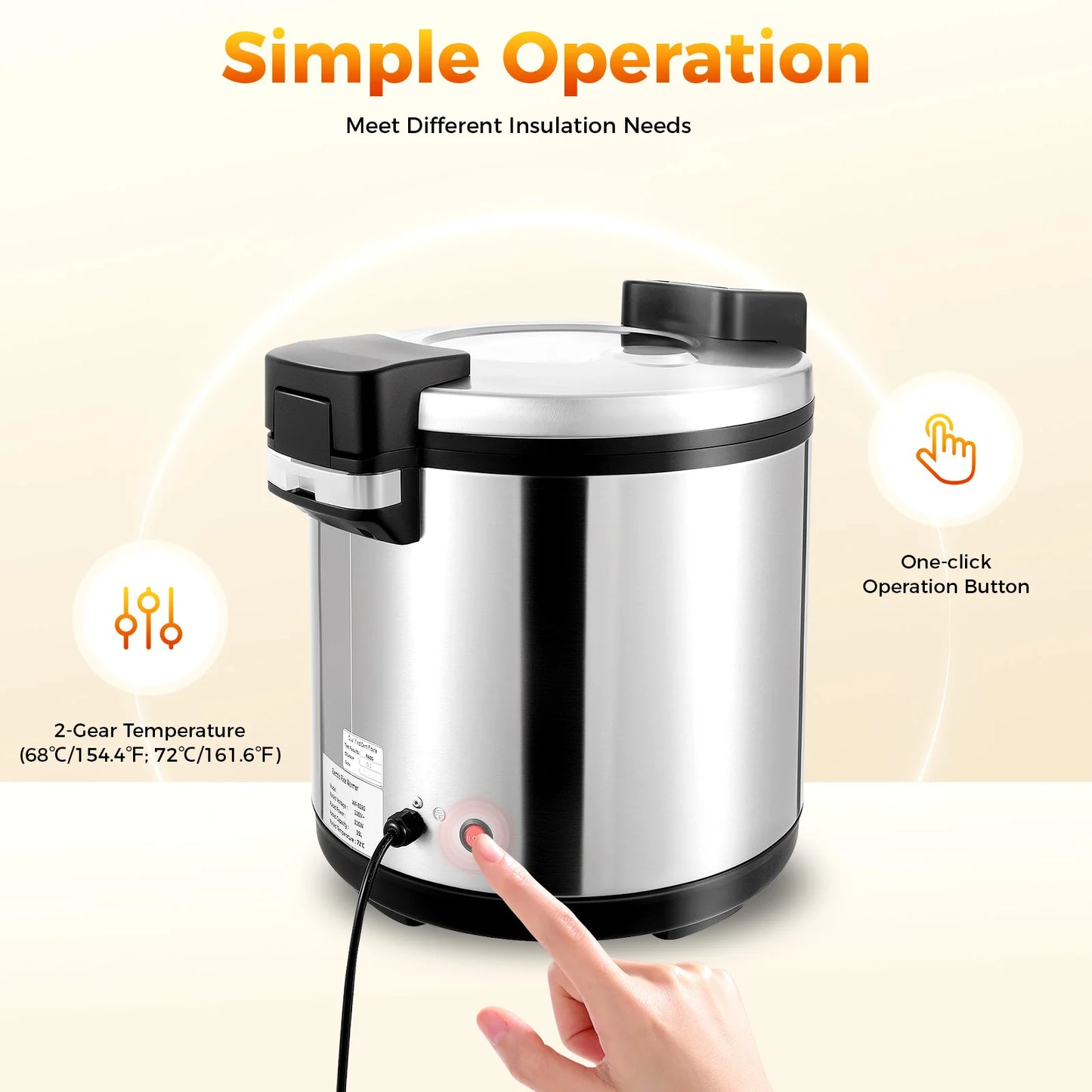 110W 110V Commercial Rice Warmer Insulation Rice Cooker Electric Rice Warmer 19L Rice Warmer