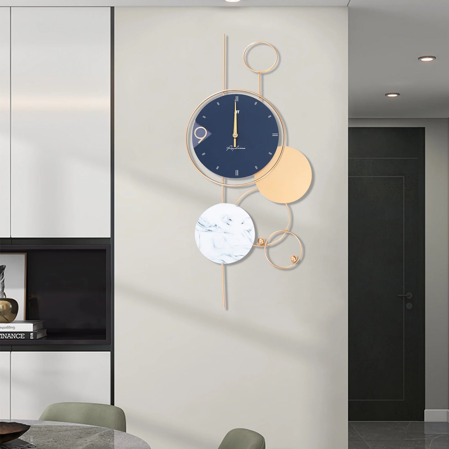 Big Wall Clocks Metal Gold Chic Decorative Wall Clock Beautiful 3D Geometric Wall Decoration