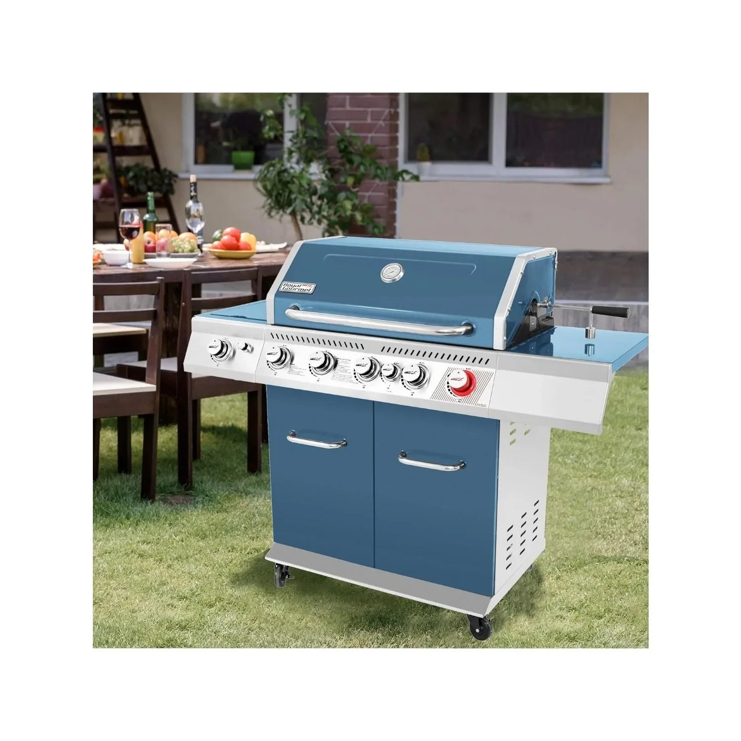 Royal Gourmet GA5403B 5-Burner BBQ Cabinet Style Propane Gas Grill, Sear Burner, Rear Burner & Side Burner, 74,000 BTU