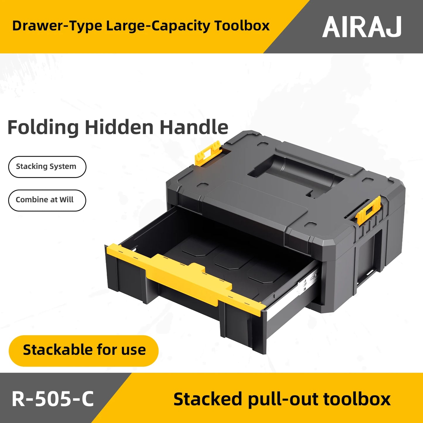 AIRAJ MultiFunctional Tier Stackable Rolling Plastic Portable Folding Tool Storage Box