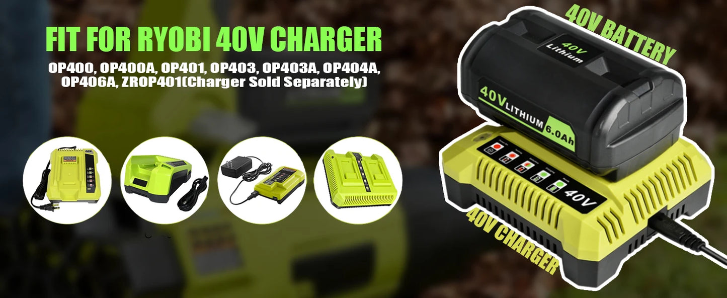 KUNLUN/Ryobi 6.0Ah 40V Li-ion Battery/OP40401 OP4050A OP4050 RY40502 RY40200 Rechargeable Battery