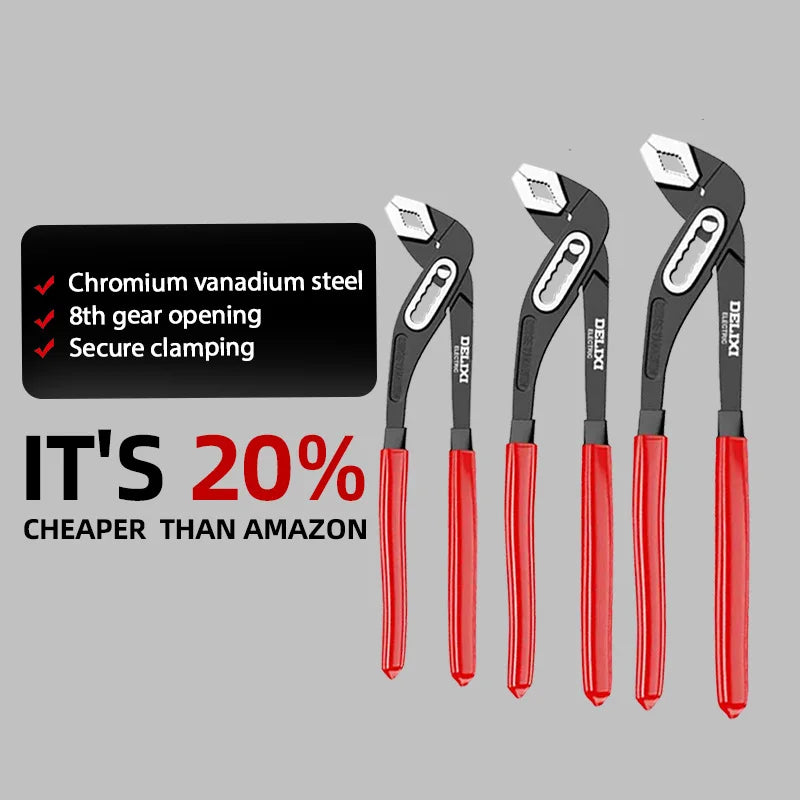 DELIXI ELECTRIC 3PCS Water Pump Pliers/Water Pipe Pliers/Power Pliers Insulated Handle Pliers