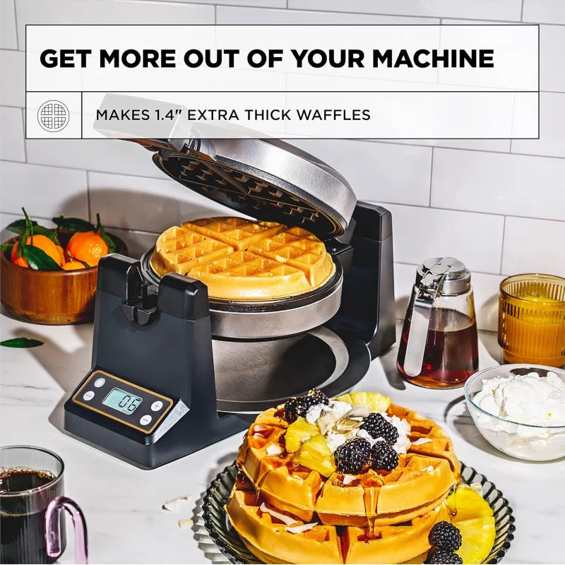 Rotating Belgian Waffle Maker with Deep Nonstick PFOA Free Plates, Digital Keto Iron with LCD