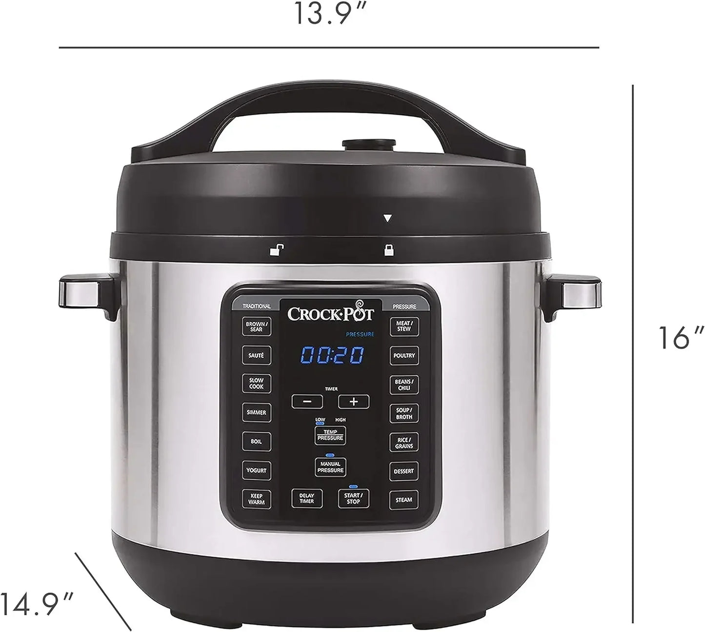 8-Quart Multi-Use XLProgrammable Slow Cooker and Pressure Cooker W/ Manual Pressure, Boil & Simmer