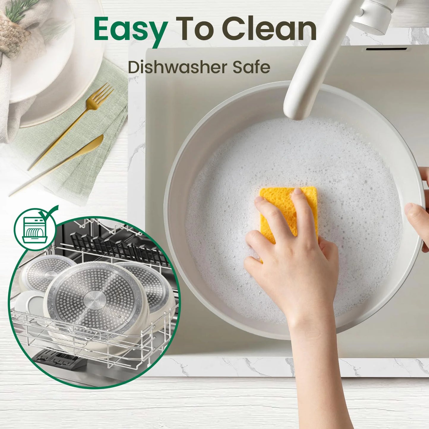 Pots and Pans Set, Nonstick Cookware Set Detachable Handle, Induction Kitchen Cookware Set