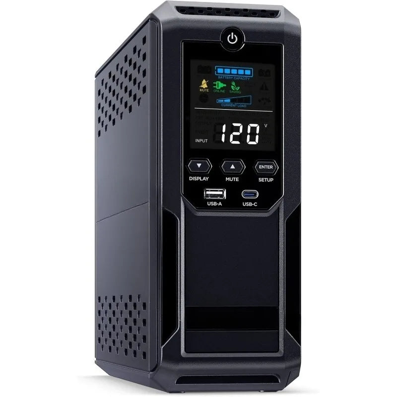 CP1500AVRLCD3 Intelligent LCD UPS System, 1500VA/900W, 12 Outlets, 2 USB Ports, AVR, Mini Tower